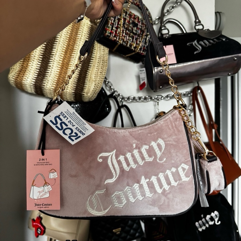 Juicy Couture Blush Velvet Shoulder Bag